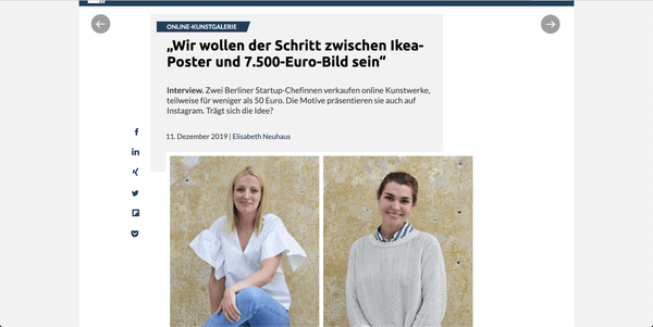 Kunst100 bei Gründerszene und Welt.de