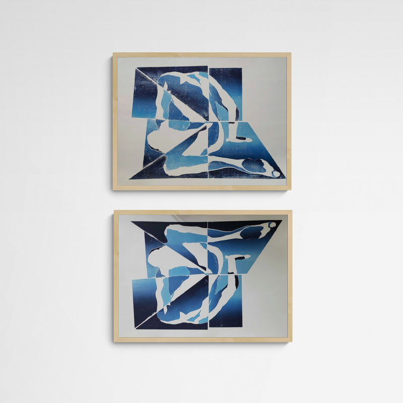 Johanna Grotzke Transparent Medium blue gradient Puzzle Frame Wood Holz