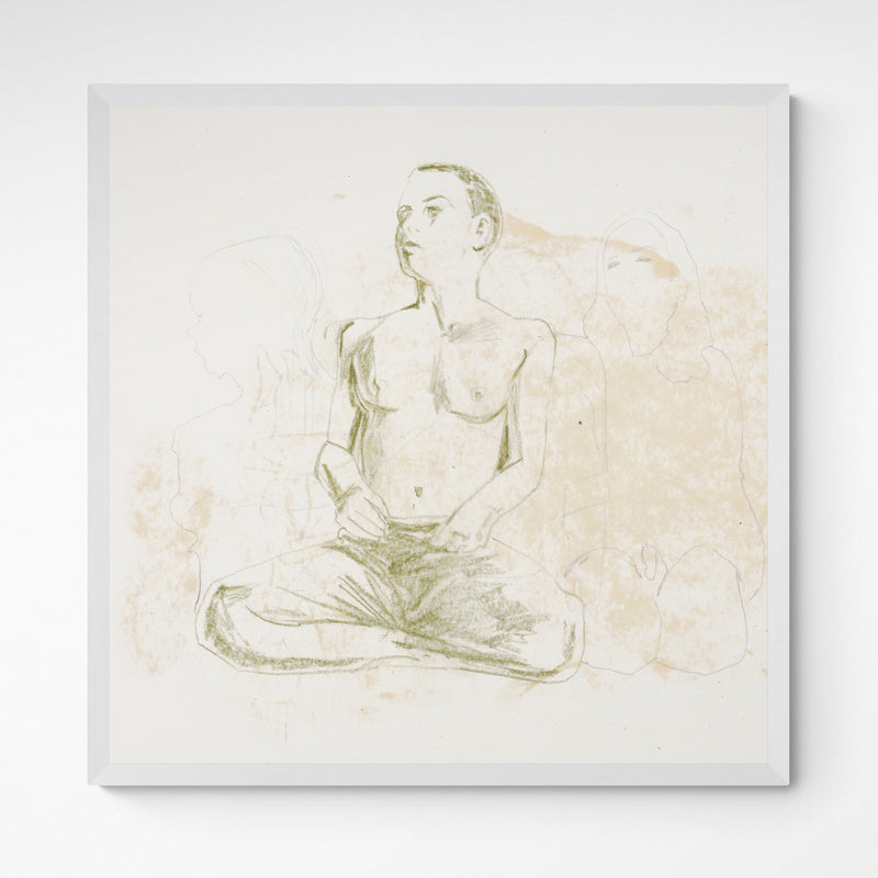 Kunst100 Jonathan Esperester Julia sitzend mit Schatten Frame White Weiß