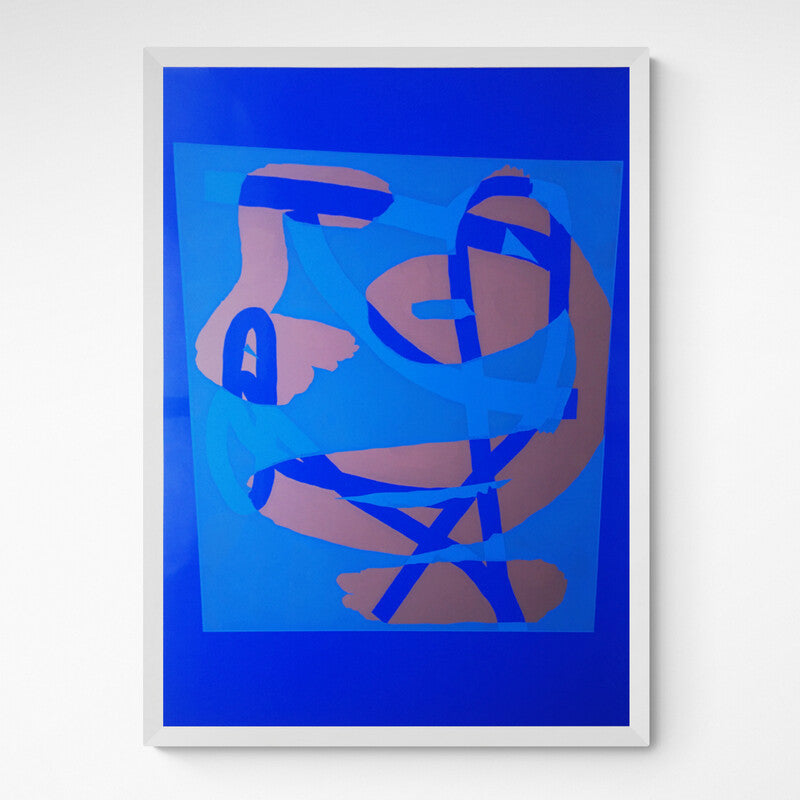 Kunst100 Hola i Chau maniobras blue Frame White Weiß