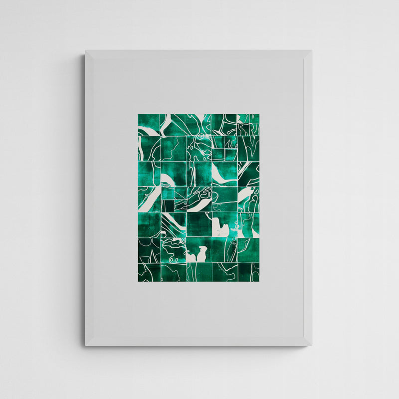 Johanna Grotzke Transparent Medium Green Tiles  Frame White Weiß