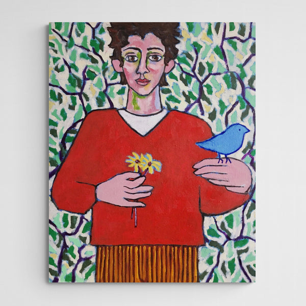 Xènia Ruiz Self Portrait with flowers and bird Main Image Square
