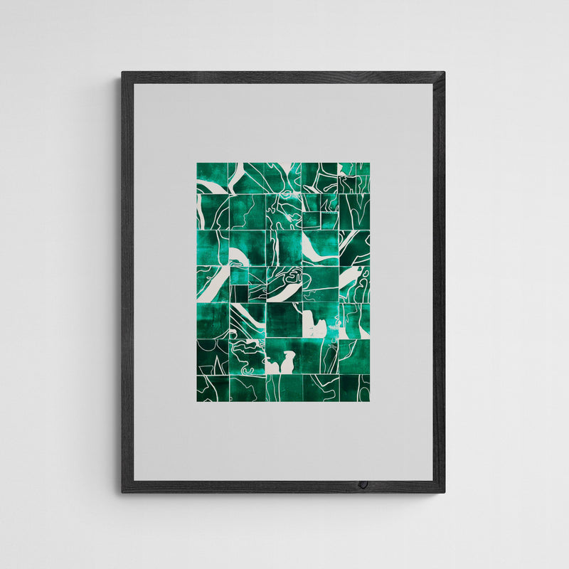 Johanna Grotzke Transparent Medium Green Tiles  Frame Grey Grau