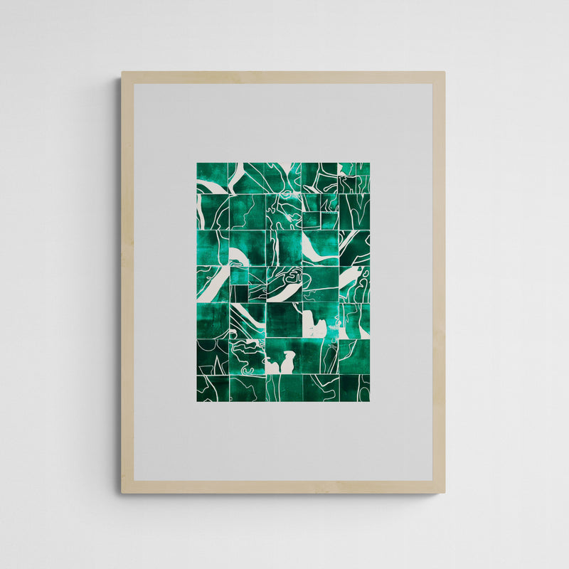 Johanna Grotzke Transparent Medium Green Tiles  Frame Wood Holz