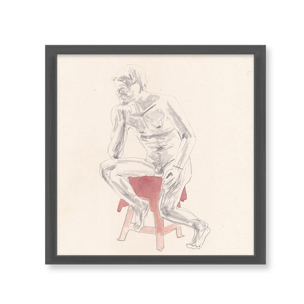 Jonathan Esperester Jan sitzend Hocker Kunst100 Grau