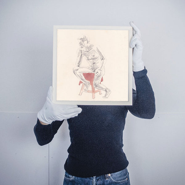 Jonathan Esperester Jan sitzend Hocker Kunst100 Rahmen