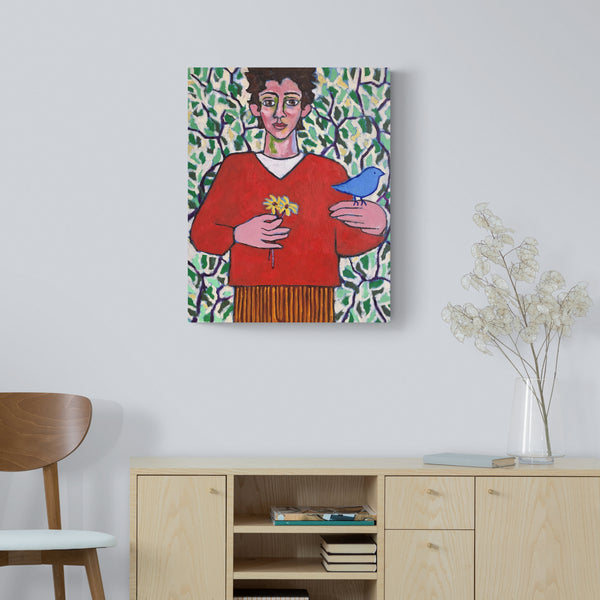 Xènia Ruiz Self Portrait with flowers and bird Interior