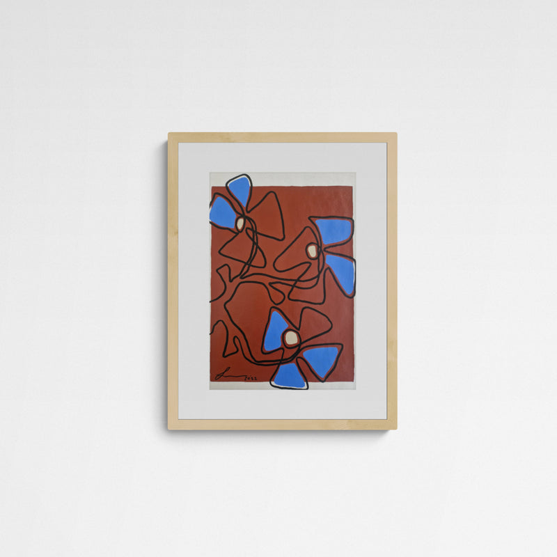 ATELIER N°9 by Lily Gehrke Flowerpot in Red Oxide & Blue Frame Wood Holz