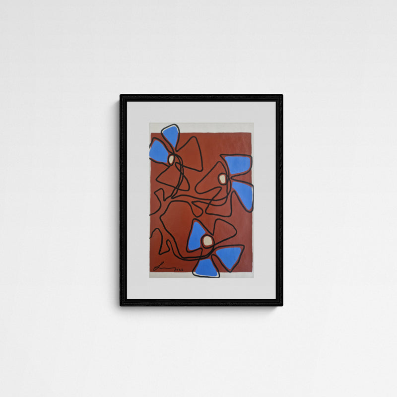 ATELIER N°9 by Lily Gehrke Flowerpot in Red Oxide & Blue Frame Black Schwarz