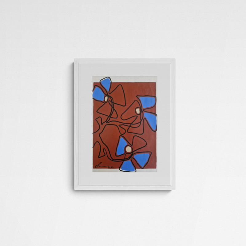 ATELIER N°9 by Lily Gehrke Flowerpot in Red Oxide & Blue Frame White Weiß