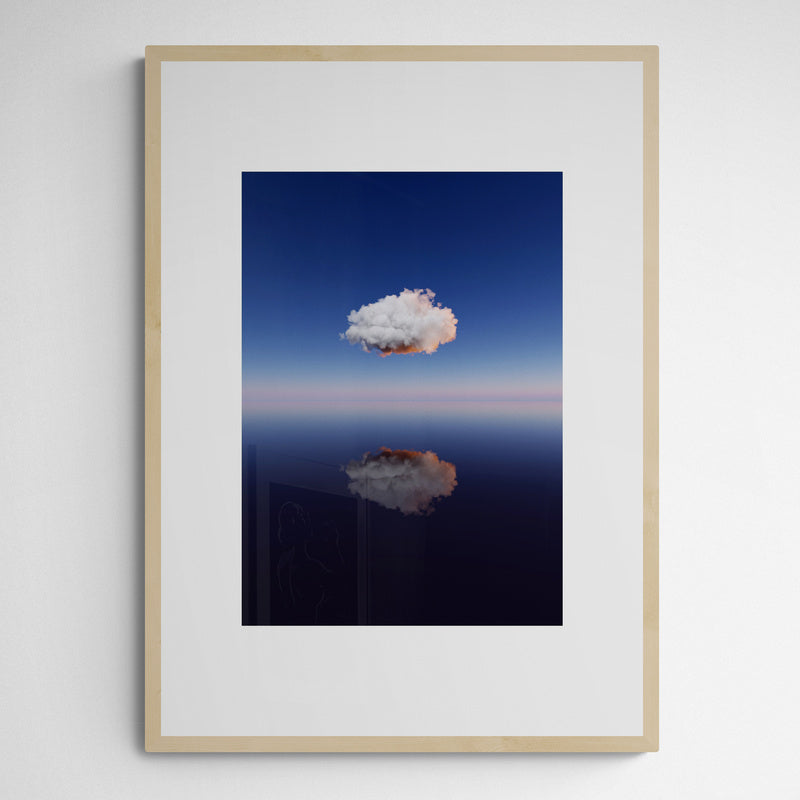 Kunst100 A Lonely Cloud Above Water Frame Wood Fichte Fichte